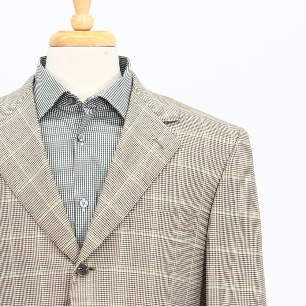 Brioni 42R Beige Check 3-Button Sport Coat Blazer Jacket T269 - Picture 5 of 11